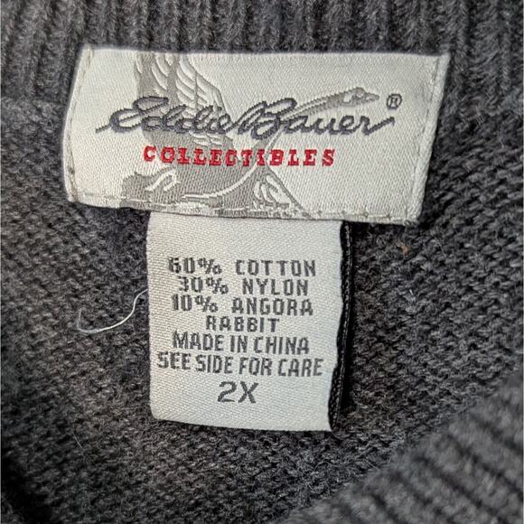 Eddie Bauer Collectibles Gray Chevron Button Up Angora Knit Sweater Size 2X - Picture 3 of 10